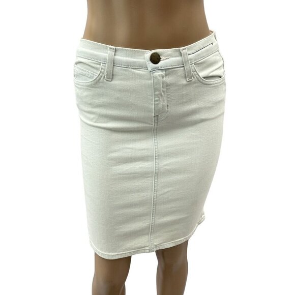 Current/Elliott The Pencil Midi Denim Skirt Slit Back Sen Bleached Women's 27 - Picture 1 of 10